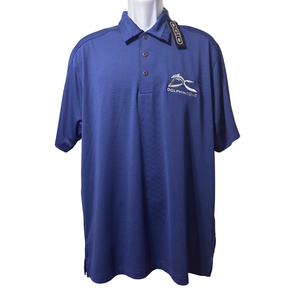 Ogio Polo Shirt Men Large Blue New Dolphin Cove Performance Stretch Short Sleeve